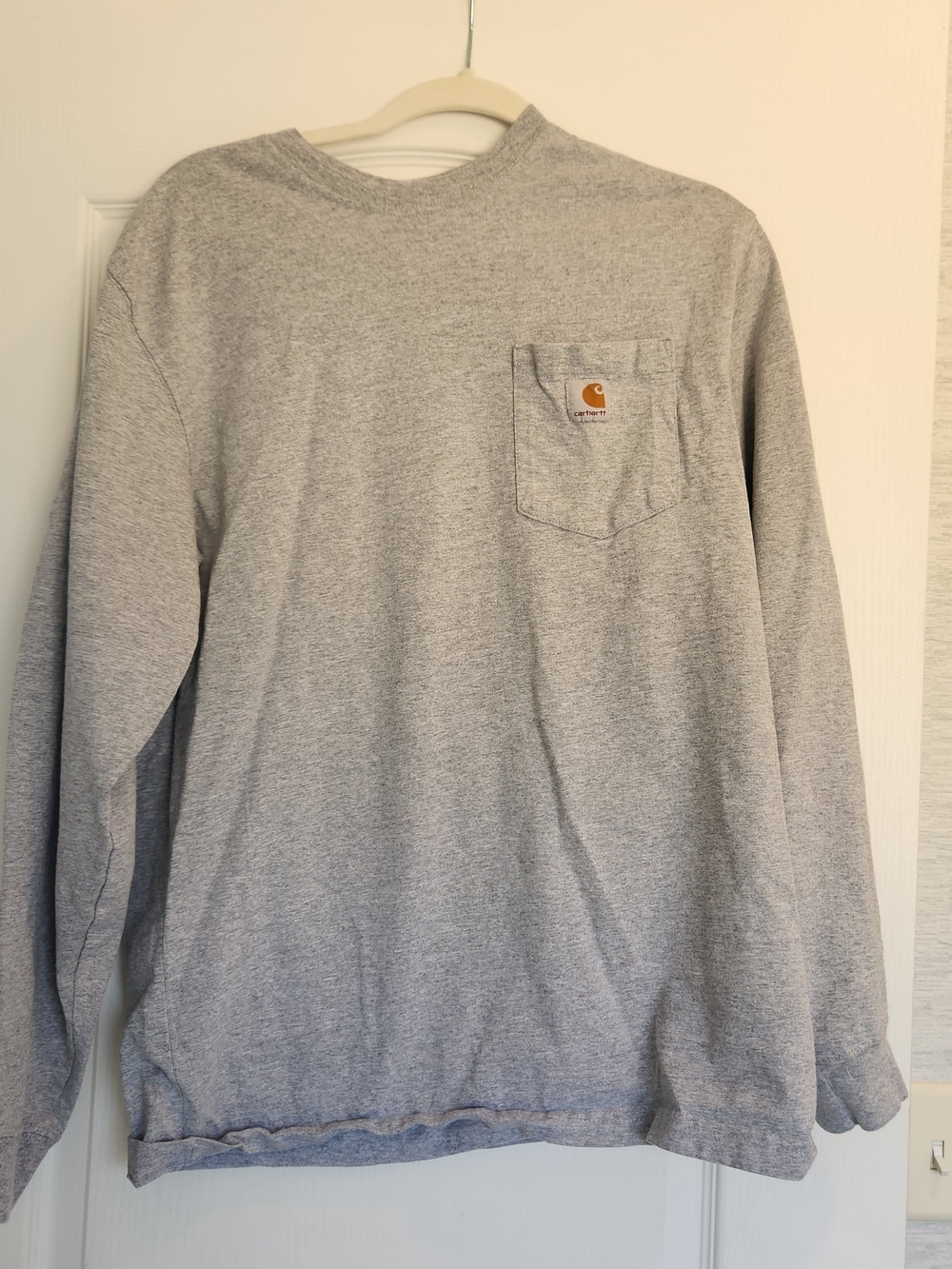 Carhartt Light Heather Gray Long-Sleeve Pocket Tee M Euc